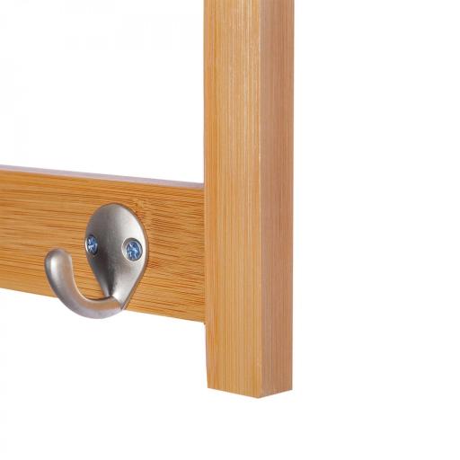 Perchero de Pared de Bambú Estante Toallero de pared 4 Ganchos para Entrada Salón Baño Pasillo Dormitorio 50x16x17,5 cm Carga 5kg [6]