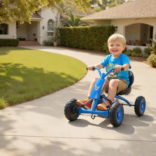 Kart Pedales Go Kart con Ruedas PP Marco de Acero Carga 30 kg para Niños y Niñas de 2-5 Años Azul [6]