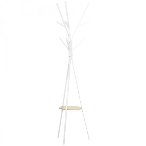 Perchero de Pie Forma de Árbol Perchero para Ropa de Metal con 9 Ganchos y Estante Perchero Vintage 45x45x180 cm Blanco [8]