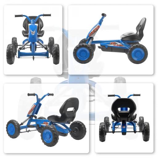 Kart Pedales Go Kart con Ruedas PP Marco de Acero Carga 30 kg para Niños y Niñas de 2-5 Años Azul [7]