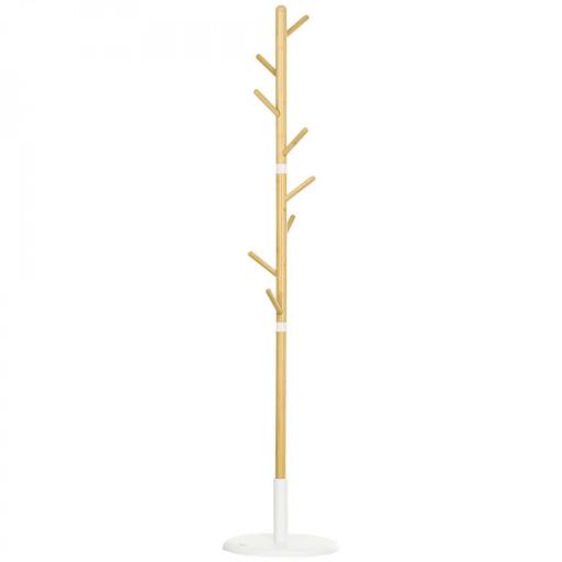 Perchero de Pasillo Moderno con 8 Ganchos para Ropas Bolsas Perchero de Árbol para Entrada Ø37,8x175,6 cm Natural [8]