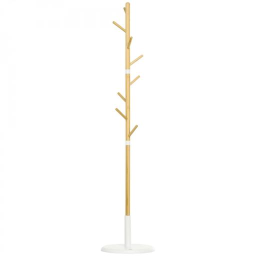 Perchero de Pasillo Moderno con 8 Ganchos para Ropas Bolsas Perchero de Árbol para Entrada Ø37,8x175,6 cm Natural [9]