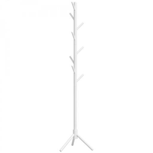 Perchero de Pie de Madera Forma de Árbol con 8 Ganchos para Colgar Ropa Bolsos en Pasillo Entrada 40x40x165 cm Blanco [8]