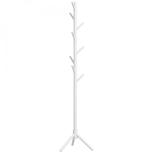 Perchero de Pie de Madera Forma de Árbol con 8 Ganchos para Colgar Ropa Bolsos en Pasillo Entrada 40x40x165 cm Blanco [10]