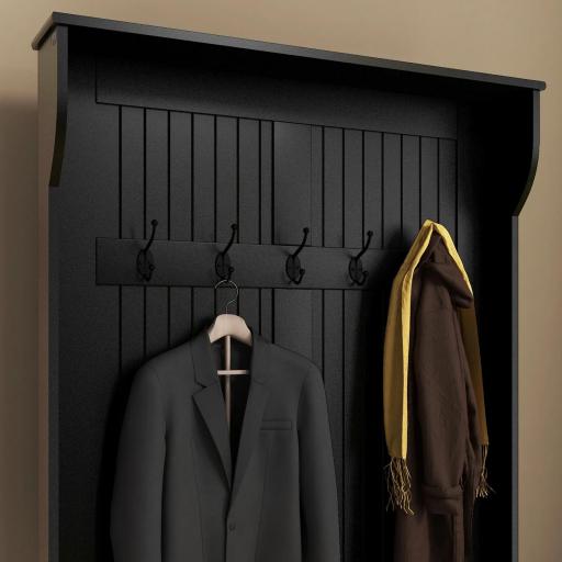 Perchero Zapatero con Banco de Almacenamiento y 5 Ganchos Estilo Moderno 96x34x179,7 cm Negro [6]
