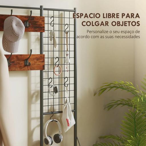 Perchero Zapatero con Zapatero Ganchos Cajones y Eatante para Entrada Pasillo Salón 100x30x183 cm Marrón Rústico [6]