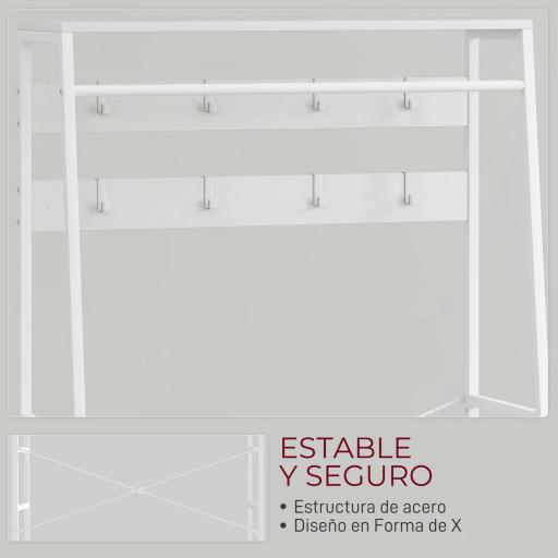 Perchero Zapatero con Zapatero Ganchos Cajones Barra y Eatante para Entrada Pasillo Salón 80x30x180,5 cm Blanco [3]