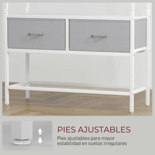 Perchero Zapatero con Zapatero Ganchos Cajones Barra y Eatante para Entrada Pasillo Salón 80x30x180,5 cm Blanco [5]