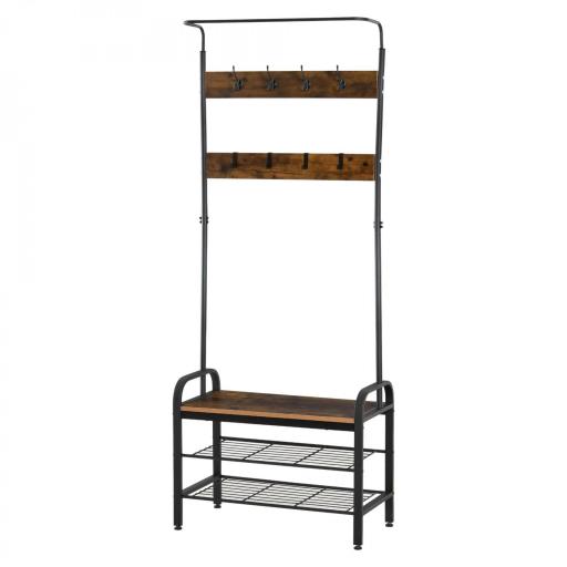 Perchero de Pie Perchero Metálico Zapatero 3 Estantes 8 Ganchos Colgador para Zapatos Ropas para Pasillo Entrada 72x34x185cm [8]
