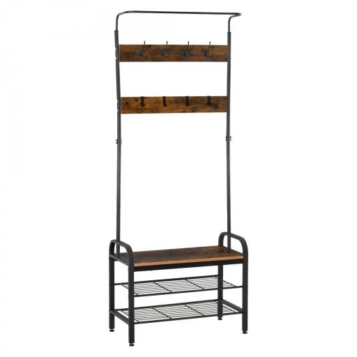 Perchero de Pie Perchero Metálico Zapatero 3 Estantes 8 Ganchos Colgador para Zapatos Ropas para Pasillo Entrada 72x34x185cm [9]