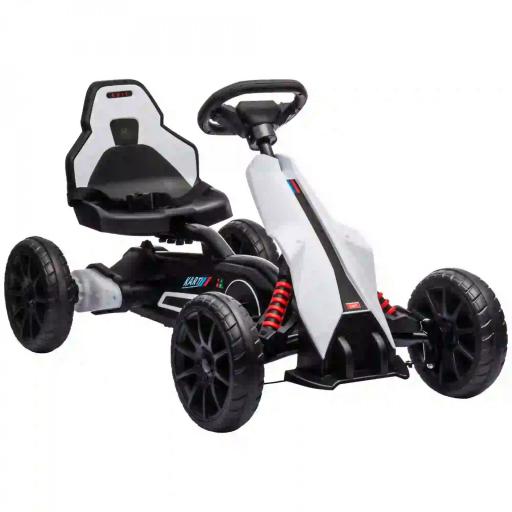 Kart Coche Eléctrico Infantil 12V de 3 a 8 Años Velocidad 3-5km/h y Cinturón de Seguridad 100x58x58,5cm Blanco [9]