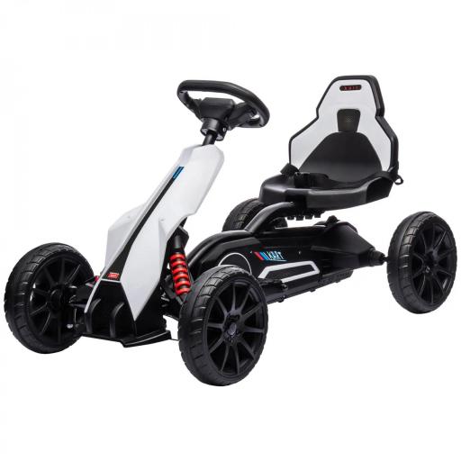 Kart Coche Eléctrico Infantil 12V de 3 a 8 Años Velocidad 3-5km/h y Cinturón de Seguridad 100x58x58,5cm Blanco [10]