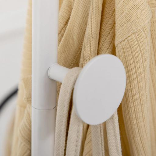 Perchero de Pie con Base de Mármol Barra y 2 Ganchos de Metal para Dormitorio Pasillo 35x25x170 cm Blanco [5]