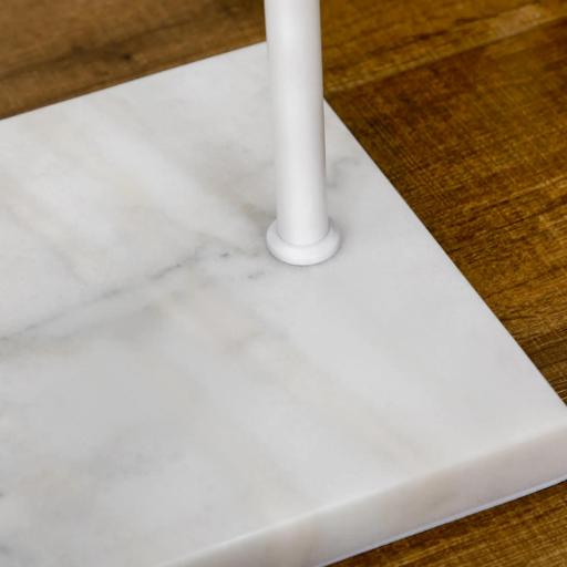Perchero de Pie con Base de Mármol Barra y 2 Ganchos de Metal para Dormitorio Pasillo 35x25x170 cm Blanco [4]