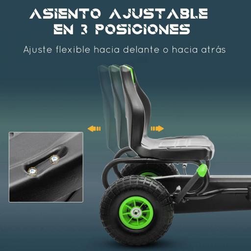 Coche de Pedales para Niños de 5-12 Años con Asiento Ajustable Neumáticos Inflables Amortiguador Carga 50kg Negro Verde [5]