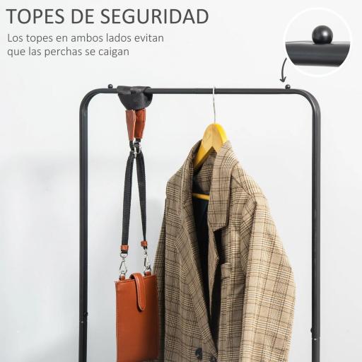 Perchero con Zapatero Perchero con Ruedas con Barra para Colgar y 2 Cestas para Entrada Dormitorio Salón 56,5x31,5x152,5 cm Negro [3]