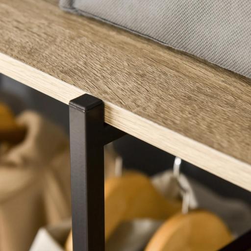 Perchero de Ropa Perchero de Madera con 4 Estantes de Almacenaje y Barra para Colgar Carga 30 kg para Dormitorio Salón Entrada 100x46x170,5 cm Natural [6]