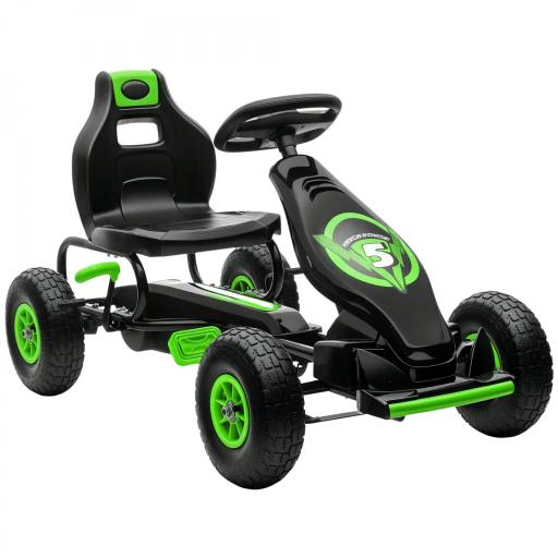 Coche de Pedales para Niños de 5-12 Años con Asiento Ajustable Neumáticos Inflables Amortiguador Carga 50kg Negro Verde [9]