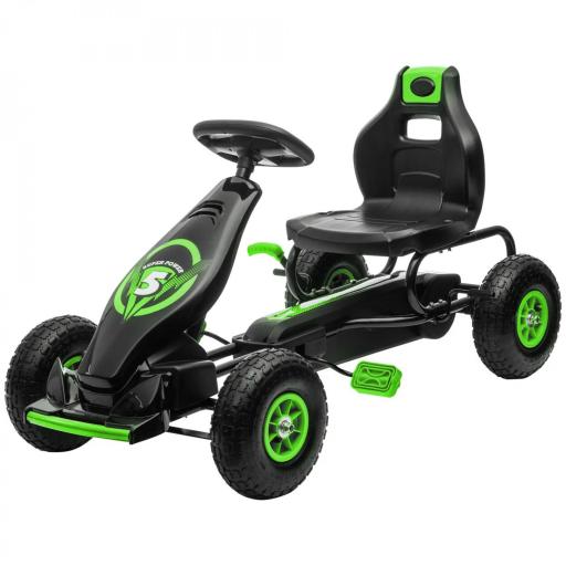 Coche de Pedales para Niños de 5-12 Años con Asiento Ajustable Neumáticos Inflables Amortiguador Carga 50kg Negro Verde [7]