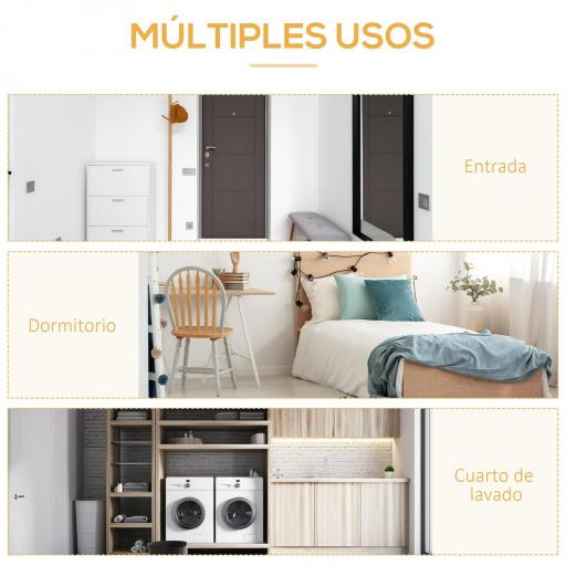 Perchero de Ropa de Madera con 4 Estantes y Barra para Colgar para Dormitorio Salón 101x39x160 cm Marrón Rústico [4]