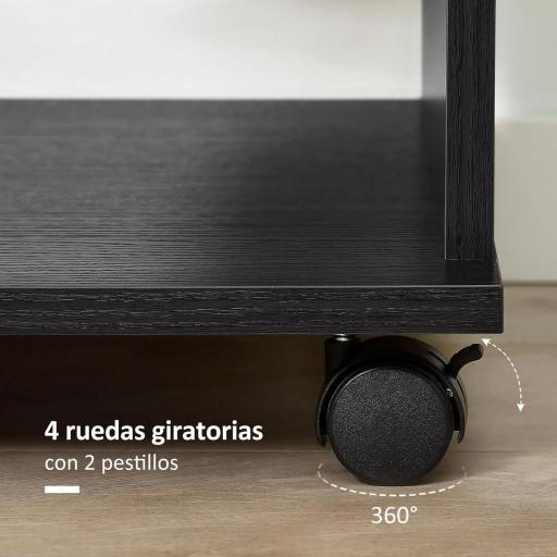 Armario Ropero con Ruedas Barra y Estantes para tener Ropa Colgada y Doblada 80x40x128 cm Negro [3]