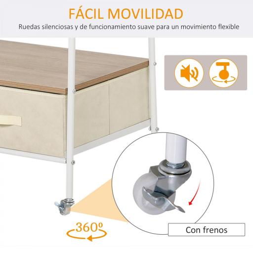 Perchero Metálico con Ruedas Colgador para Ropa con Riel Estantes Cajones para Organizar Ropa Bolsos 99x47x185cm [3]