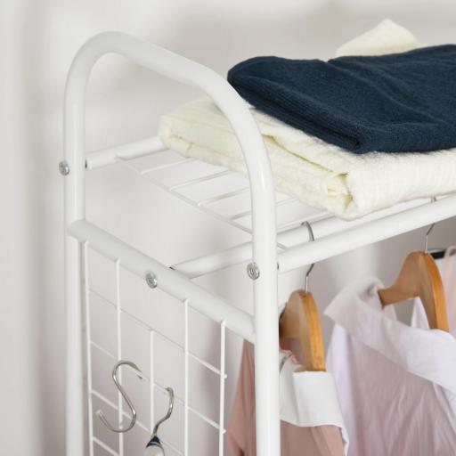 Perchero Metálico con Ruedas Colgador para Ropa con Riel Estantes Cajones para Organizar Ropa Bolsos 99x47x185cm [4]