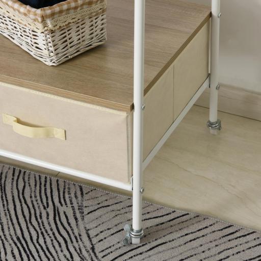 Perchero Metálico con Ruedas Colgador para Ropa con Riel Estantes Cajones para Organizar Ropa Bolsos 99x47x185cm [7]