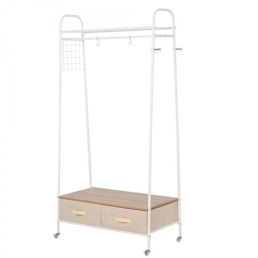 Perchero Metálico con Ruedas Colgador para Ropa con Riel Estantes Cajones para Organizar Ropa Bolsos 99x47x185cm [8]