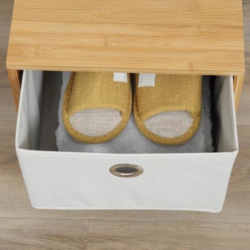 Perchero de Pie de Bambú Perchero con Banco Tipo de Árbol Cajón de Tela y 8 Ganchos para Colgar Ropa 35x35x177cm Natural [6]