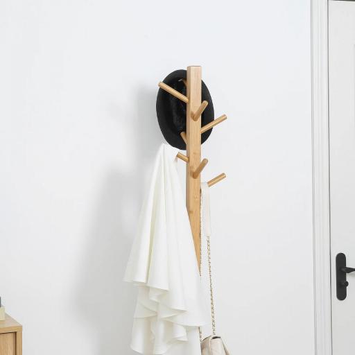 Perchero de Pie de Bambú Perchero con Banco Tipo de Árbol Cajón de Tela y 8 Ganchos para Colgar Ropa 35x35x177cm Natural [7]