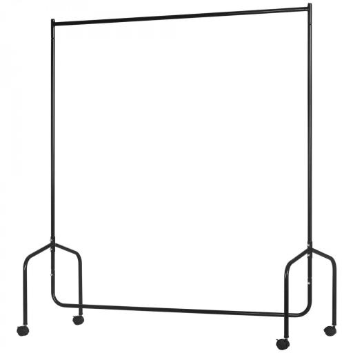 Burro para Ropa con Ruedas Perchero Burro para Ropa Metálico para Entrada Pasillo Dormitorio 150x60x170 cm Negro [8]