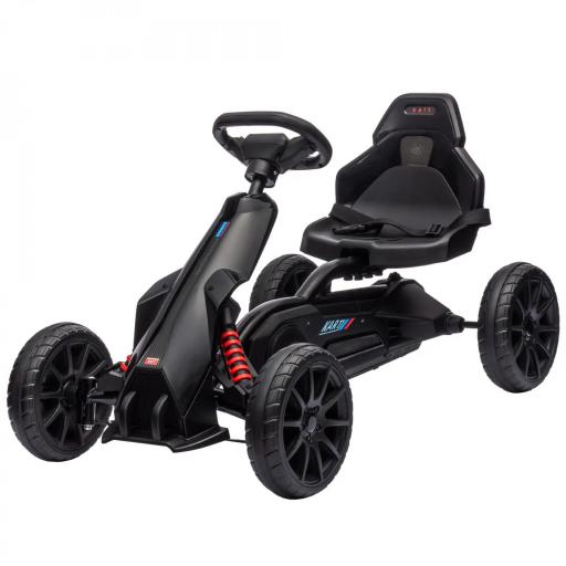 Kart a Pedales para Niños 3-8 Años con Asiento Regulable en 4 Posiciones y Ruedas de EVA 100x58x58,5 cm Negro [8]
