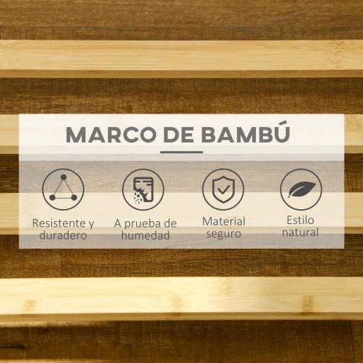 Perchero de Pie de Madera de Bambú con Ruedas Colgador Multifuncional con 6 Ganchos Barra y Estante 100x37x191 cm Natural [2]