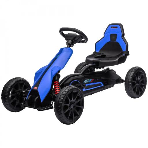  Go Kart a Pedales para Niños de 3-8 Años con Asiento Ajustable y Ruedas de EVA, 100x58x58,5 cm, Azul [3]