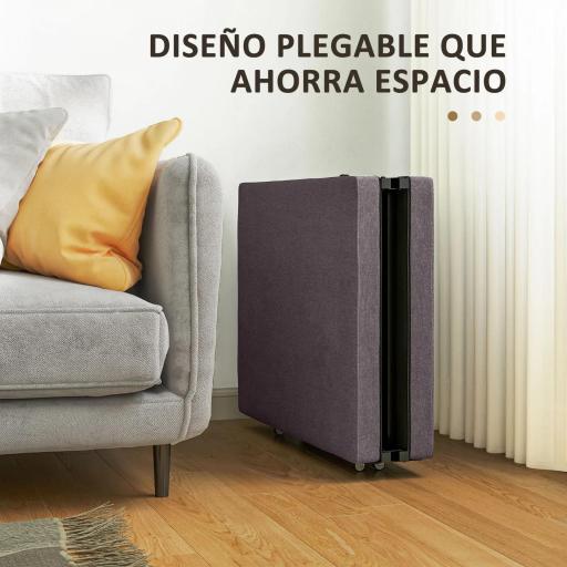 Cama Plegatín Plegable 70x180 cm con Colchón de Espuma Respaldo Ajustable en 5 Posiciones y Ruedas Carga 120 kg Marrón [3]