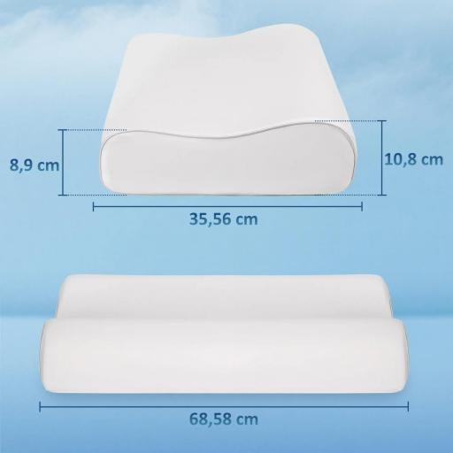 Almohada Cervical y Cuello de Espuma Viscoelástica con Diseño Ergonómico Doble Altura para Dormir de Lado y Boca Arriba [1]