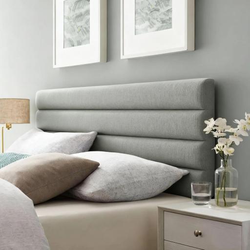 Cabecero de Cama 140 cm Tapizado en Lino Altura Ajustable de 3 Niveles 106/116/126 cm Montado a la Pared Gris