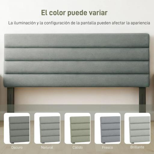 Cabecero de Cama 140 cm Tapizado en Lino Altura Ajustable de 3 Niveles 106/116/126 cm Montado a la Pared Gris [5]