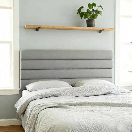 Cabecero de Cama 140 cm Tapizado en Lino Altura Ajustable de 3 Niveles 106/116/126 cm Montado a la Pared Gris [6]