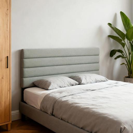 Cabecero de Cama 140 cm Tapizado en Lino Altura Ajustable de 3 Niveles 106/116/126 cm Montado a la Pared Gris [7]