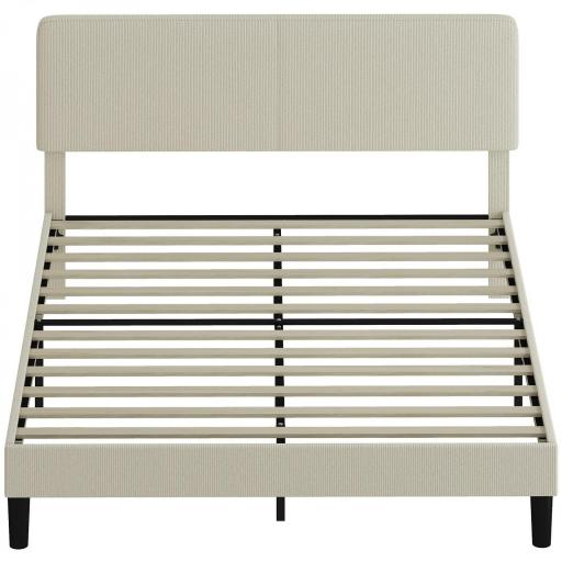 Somier 160x200 cm con Cabecero Ajustable Tapizado en Pana Láminas de Madera Fácil de Montar Gris Claro [9]