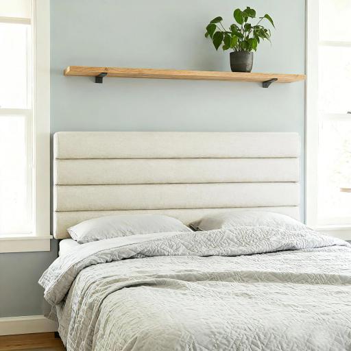 Cabecero de Cama 140 cm Tapizado en Lino Altura Ajustable de 3 Niveles 106/116/126 cm Montado a la Pared Beige [2]