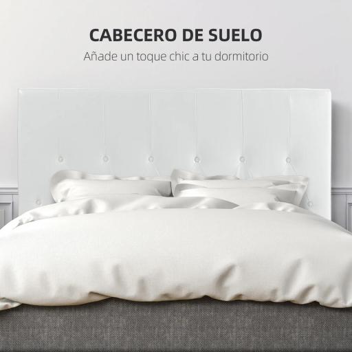 Cabecero de Cama 160 cm Tapizado en PU 2 Formas de Uso Vertical o Montado a la Pared Cabecero Blanco [6]
