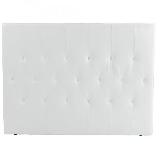 Cabecero de Cama 160 cm Tapizado en PU 2 Formas de Uso Vertical o Montado a la Pared Cabecero Blanco [8]