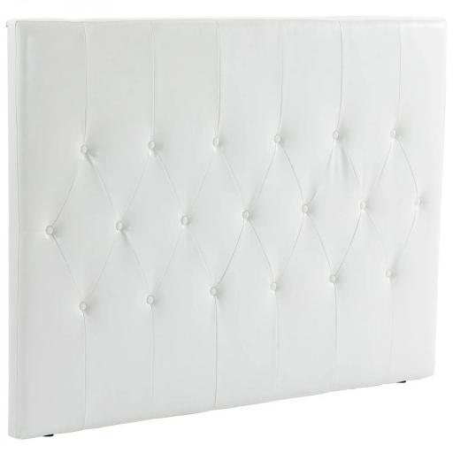 Cabecero de Cama 160 cm Tapizado en PU 2 Formas de Uso Vertical o Montado a la Pared Cabecero Blanco [9]