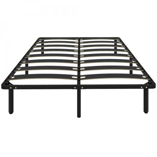 Estructura de Cama 160x200 cm con Marco de Acero Láminas de Álamo y Espacio de Almacenamiento Carga 500 kg Negro [2]