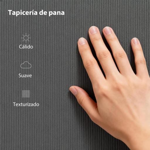 Somier 160x200 cm con Cabecero Ajustable Tapizado en Pana Láminas de Madera Fácil de Montar Gris Oscuro [4]