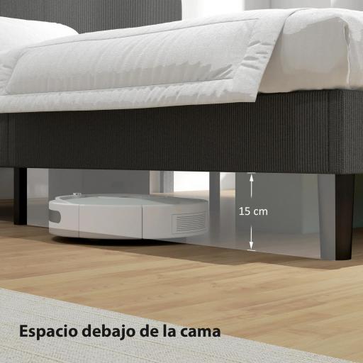 Somier 160x200 cm con Cabecero Ajustable Tapizado en Pana Láminas de Madera Fácil de Montar Gris Oscuro [7]