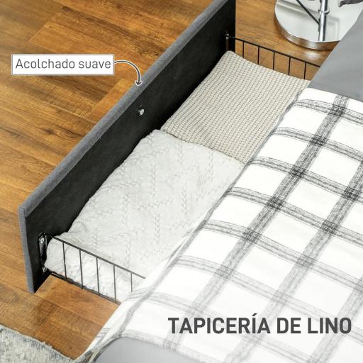 Cama Doble 140x190 cm Somier con 3 Cajones y Estructura de Metal Carga 363 kg Gris [9]
